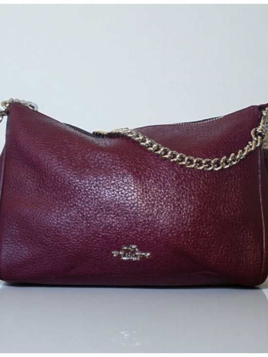 Coach Handbags - Coach Carrie Pebbled Leather Chain Crossbody Shoulder Bag Fuchsia Bordeaux